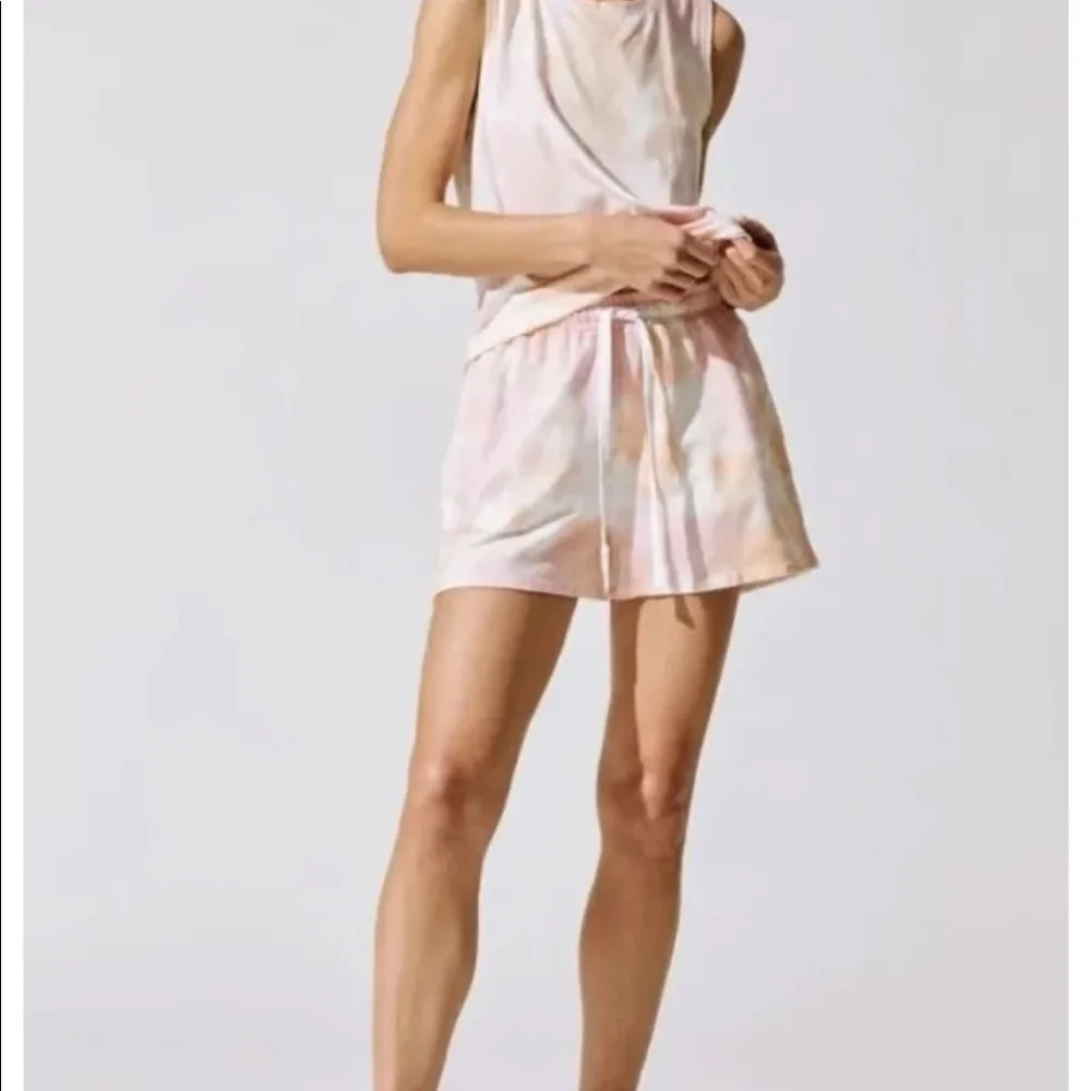 CARBON38 Peach Putty Tie Dye Sweat Terry Shorts